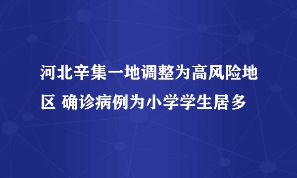 河北辛集一地调整为高风险地区 确诊病例为小学学生居多