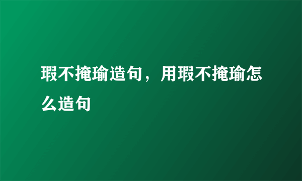 瑕不掩瑜造句，用瑕不掩瑜怎么造句