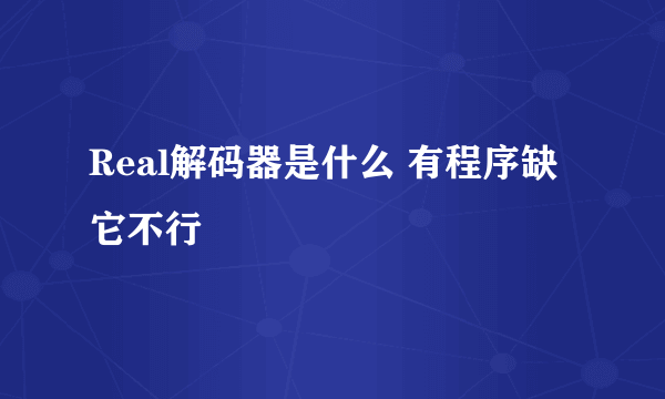 Real解码器是什么 有程序缺它不行