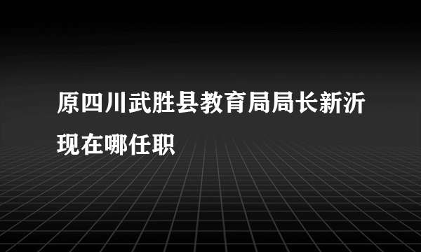 原四川武胜县教育局局长新沂现在哪任职