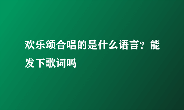 欢乐颂合唱的是什么语言？能发下歌词吗