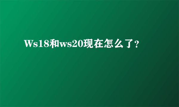 Ws18和ws20现在怎么了？