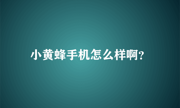 小黄蜂手机怎么样啊？