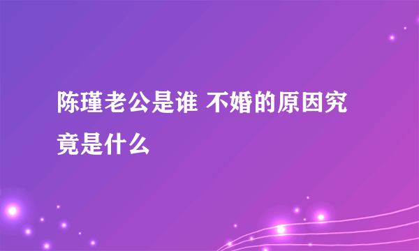 陈瑾老公是谁 不婚的原因究竟是什么