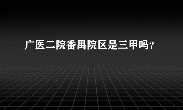 广医二院番禺院区是三甲吗？