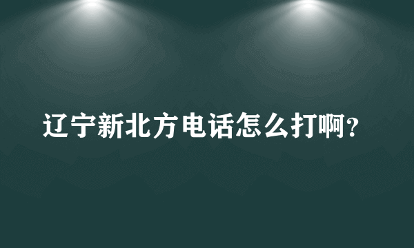 辽宁新北方电话怎么打啊？