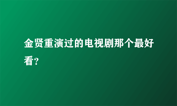 金贤重演过的电视剧那个最好看？