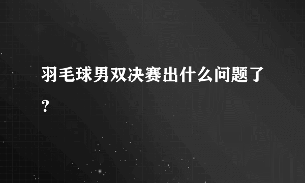 羽毛球男双决赛出什么问题了？