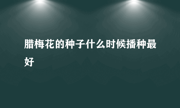 腊梅花的种子什么时候播种最好