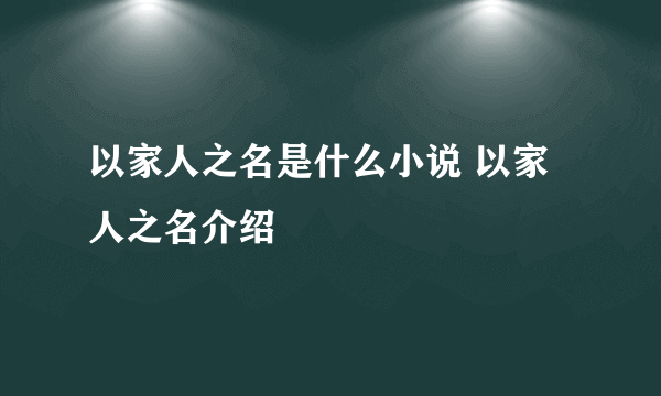 以家人之名是什么小说 以家人之名介绍