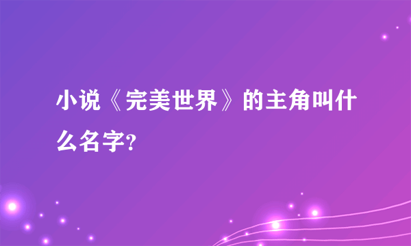 小说《完美世界》的主角叫什么名字？