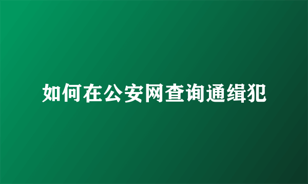 如何在公安网查询通缉犯