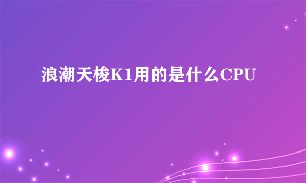 浪潮天梭K1用的是什么CPU