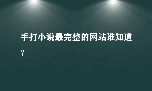 手打小说最完整的网站谁知道？