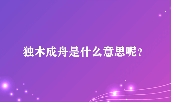 独木成舟是什么意思呢？