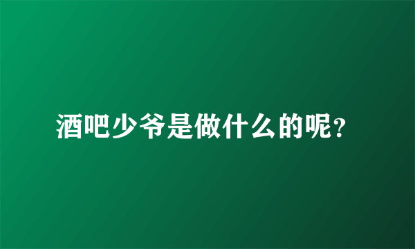 酒吧少爷是做什么的呢？