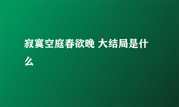 寂寞空庭春欲晚 大结局是什么