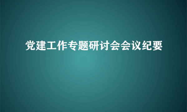 党建工作专题研讨会会议纪要