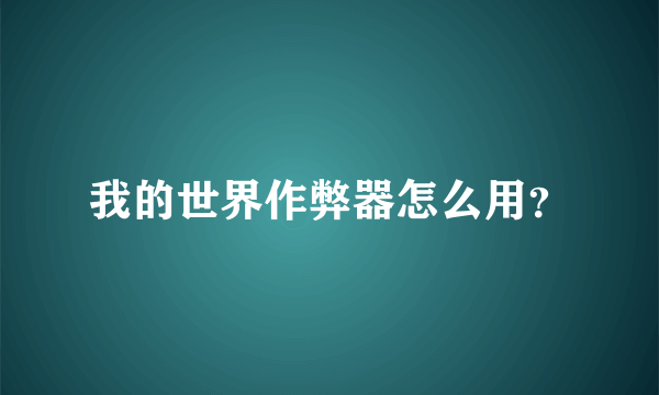 我的世界作弊器怎么用？