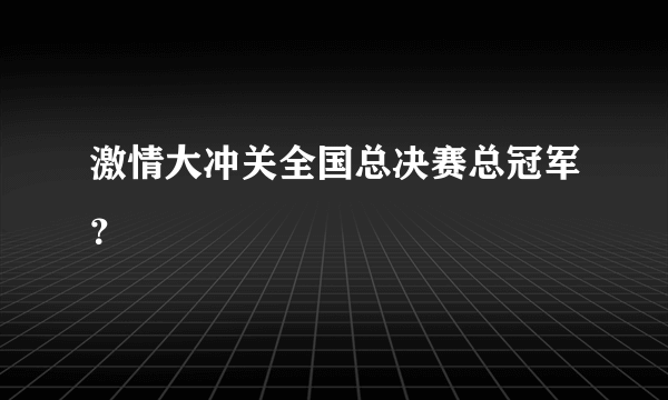 激情大冲关全国总决赛总冠军？