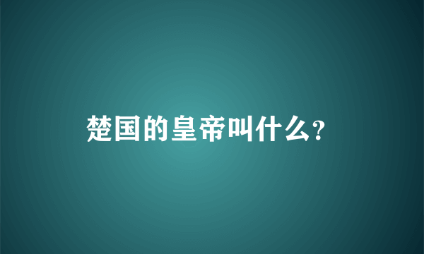 楚国的皇帝叫什么？