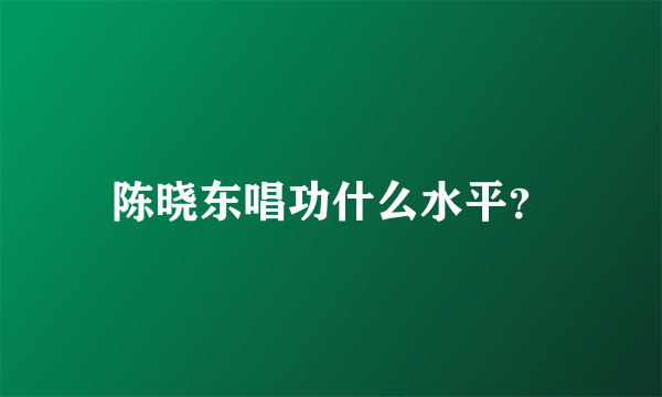 陈晓东唱功什么水平？