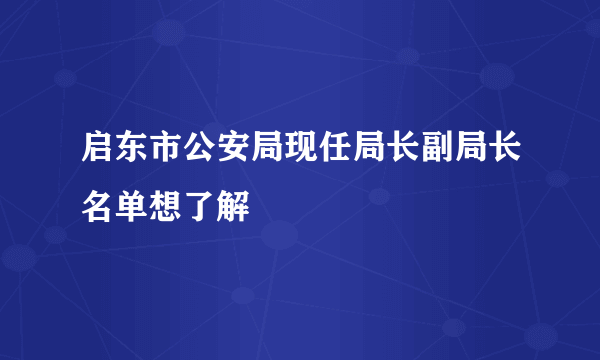 启东市公安局现任局长副局长名单想了解