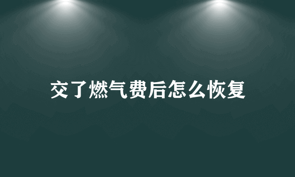 交了燃气费后怎么恢复