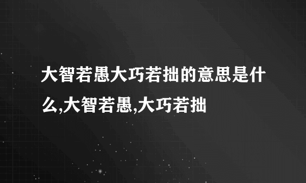 大智若愚大巧若拙的意思是什么,大智若愚,大巧若拙